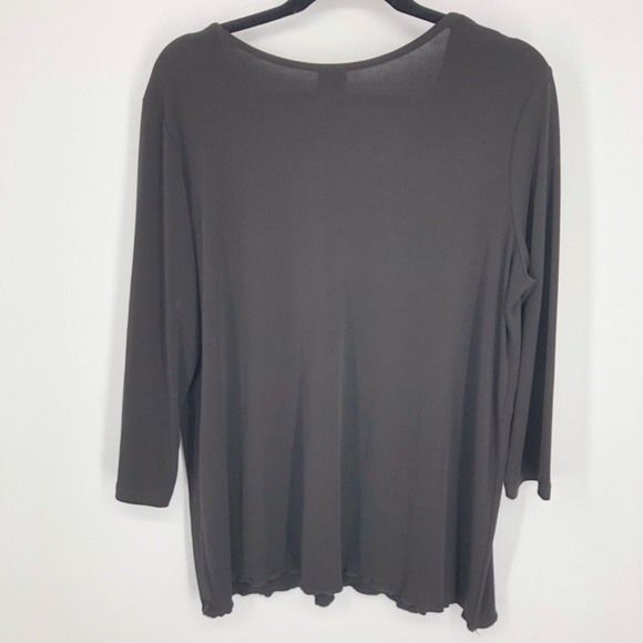 Clara Sun Woo Womens Top Size Large Office Career Capsule Basic V Neck 3/4 - Picture 6 of 10